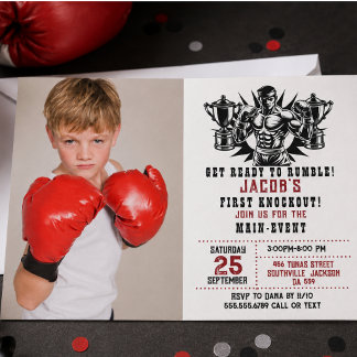 Erstes Knockout Boxing Foto Geburtstag Einladung