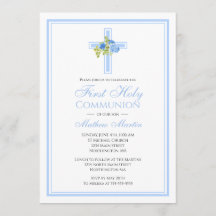 Erstes Kommunenkreuz mit blauen Rose Christlich