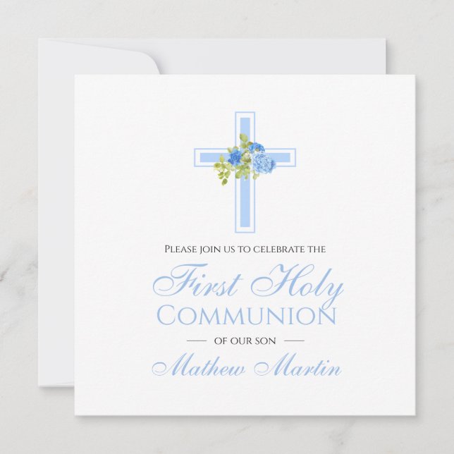 Erstes Kommunenkreuz mit dem Platz der blauen Rose Einladung (Vorderseite)