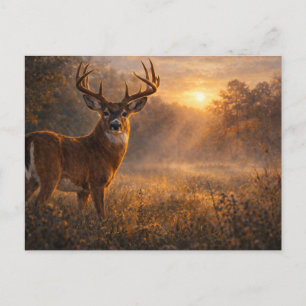 Erstes Licht Weißwedelhirsch Kunst Postkarte