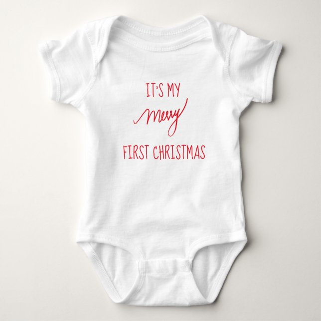 Erstes modernes 1. Weihnachten des Babys des Baby Strampler (Vorderseite)