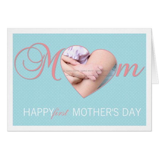 Erstes Mutter-TagesFoto-Herz-neues Mama-Rosa-Blau Karte