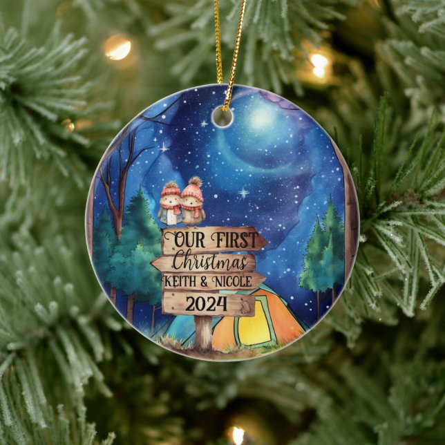 Erstes Niedliches Weihnachtsabenteuer Keramik Ornament (Baum)