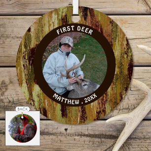 Erstes Reh Jagd Foto-Tarnung Personalisiert Ornament Aus Metall