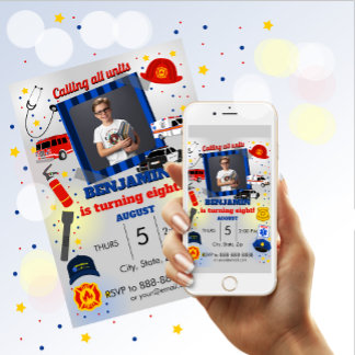 Erstes Responder Foto Einladung zum Geburtstag