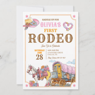 Erstes Rodeo 1. Geburtstag Cowgirl Boho Retro Mädc Einladung
