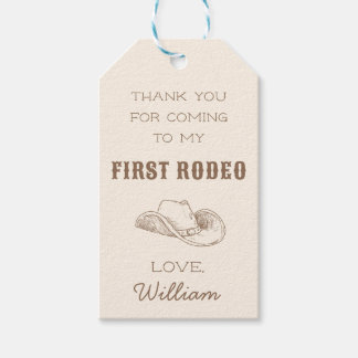 Erstes Rodeo Cowboy Western Geburtstags Dankeschön Geschenkanhänger