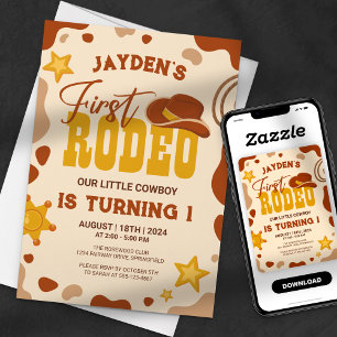 Erstes Rodeo Little Cowboy Geburtstag Einladung