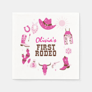 Erstes Rodeo Pink Western Cowboy 1. Geburtstag Serviette