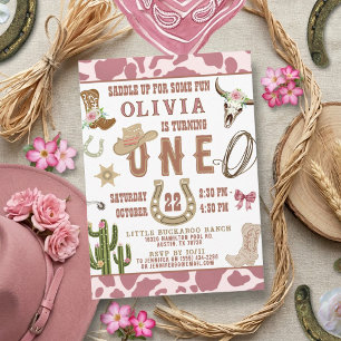 Erstes Rodeo Pinke Western-Cowgirl 1. Geburtstag Einladung