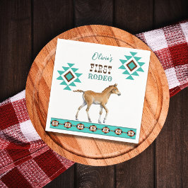 Erstes Rodeo südwestliches türkisfarbenes Pferd Serviette