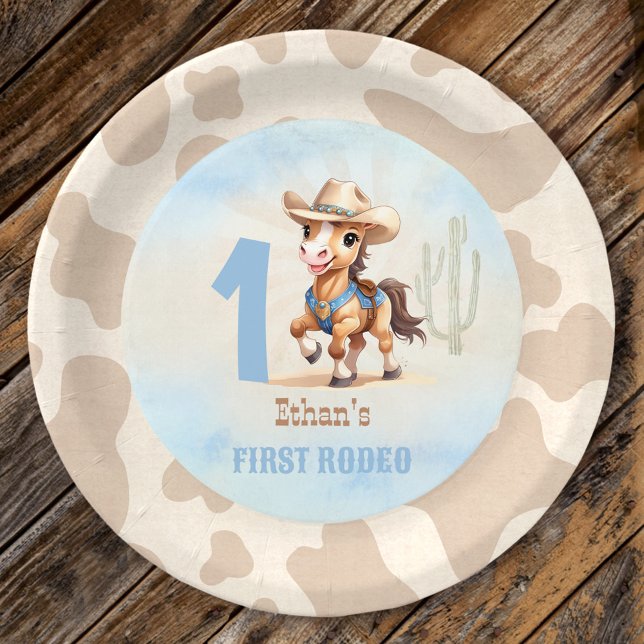 Erstes Rodeo Western Cowboy Pferd 1. Geburtstag Pappteller (First Rodeo Western Cowboy Horse 1st Birthday Paper Plates)