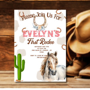 Erstes Rodeo Western Hufeisenmuster Einladung