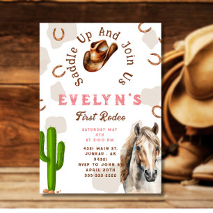 Erstes Rodeo Western Pferd Cowboy Hut Kaktus Einladung