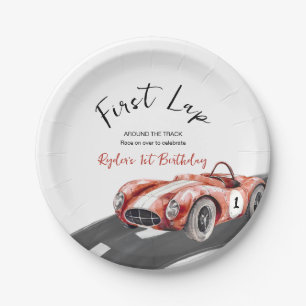Erstes Runde Rennwagen 1. Geburtstag  Pappteller