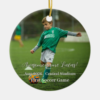 Erstes Spiel Sport Weihnachten Familienfoto Keramik Ornament