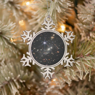 Erstes Tiefenfeld des Universums von James Webb Schneeflocken Zinn-Ornament