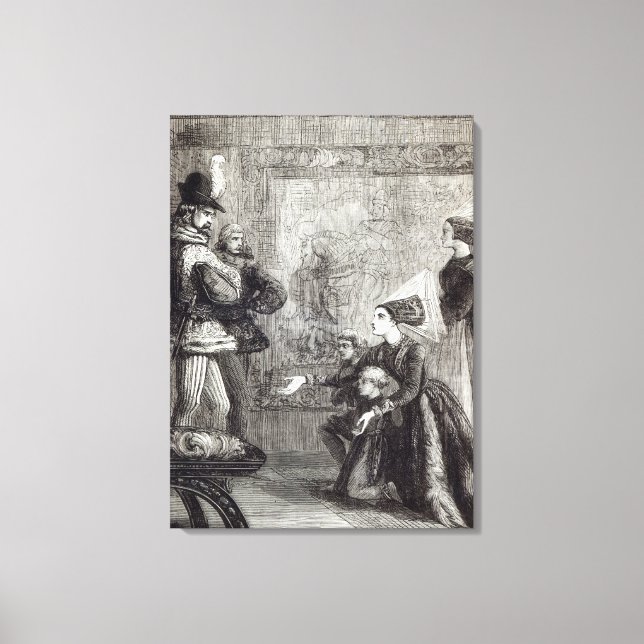 Erstes Treffen von Edward IV. und Lady Elizabeth Leinwanddruck (Vorderseite)