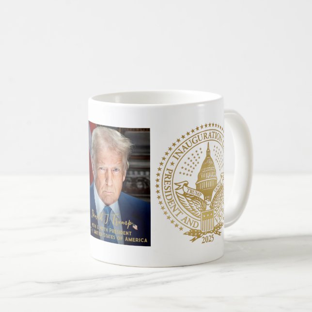 Erstes und zweites erstes Siegel Donald Trump Kaffeetasse (VorderseiteRechts)