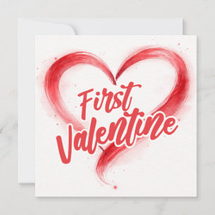 Erstes Valentine Minimal rotes Herz Karte