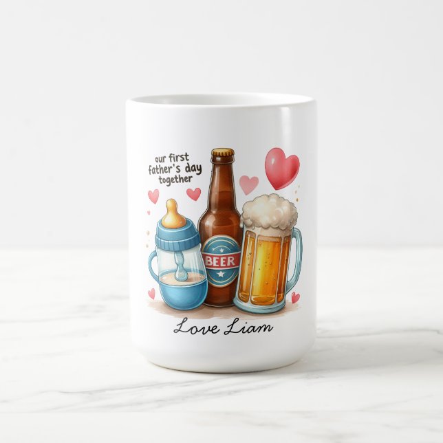Erstes Vatertags-Erinnerungsdesign  Kaffeetasse (Mittel)