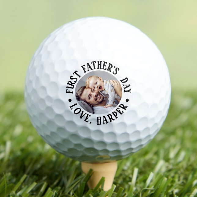 Erstes Vatertagsfoto Golfball (First Father's Day Photo Golf Balls)