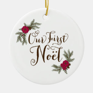 Erstes verheiratetes Weihnachtspersonalisierte Keramikornament