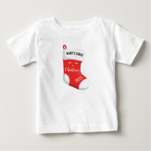 Erstes Weihnachten 2025 Süßes Kawaii Gesicht Baby T-shirt