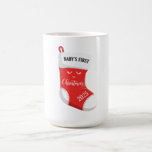 Erstes Weihnachten 2025 Süßes Kawaii Gesicht Kaffeetasse
