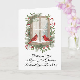 Erstes Weihnachten allein Winterlandschaft mit rot Karte