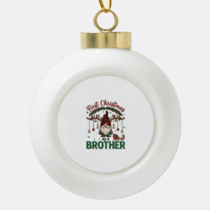 Erstes Weihnachten als Bruder Gnom Rentier Schlitt Keramik Kugel-Ornament