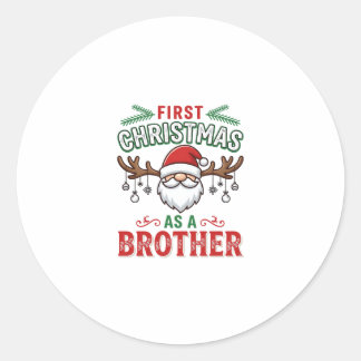 Erstes Weihnachten als Bruder Santa Gnome Runder Aufkleber