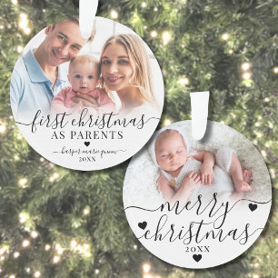 Erstes Weihnachten als Eltern Baby 2 Foto Ornament