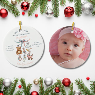 Erstes Weihnachten als Eltern Baby-Statistiken Fot Keramik Ornament