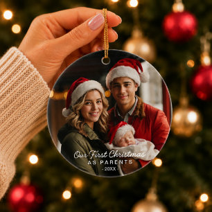 Erstes Weihnachten als Eltern für neue Mutter und Keramik Ornament