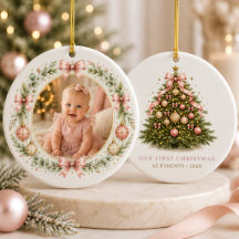 Erstes Weihnachten als Eltern Mädchen Schleife Fot