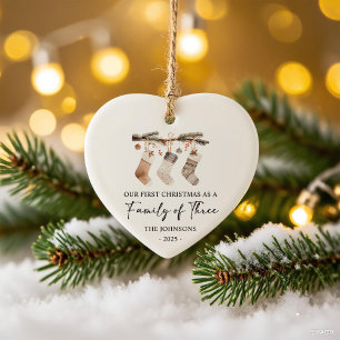 Erstes Weihnachten als Familie zu Dritt Keramik Ornament