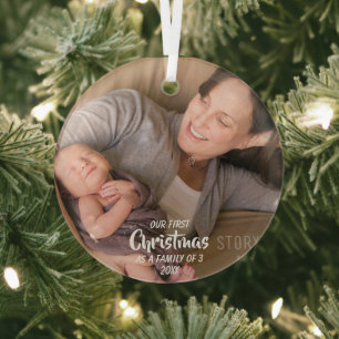 Erstes Weihnachten als Familie zu dritt Ornament Aus Glas