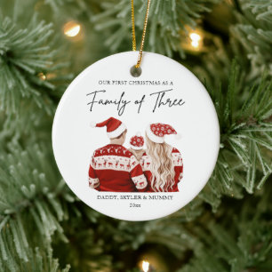 Erstes Weihnachten als Familie zu Dritt - personal Keramik Ornament