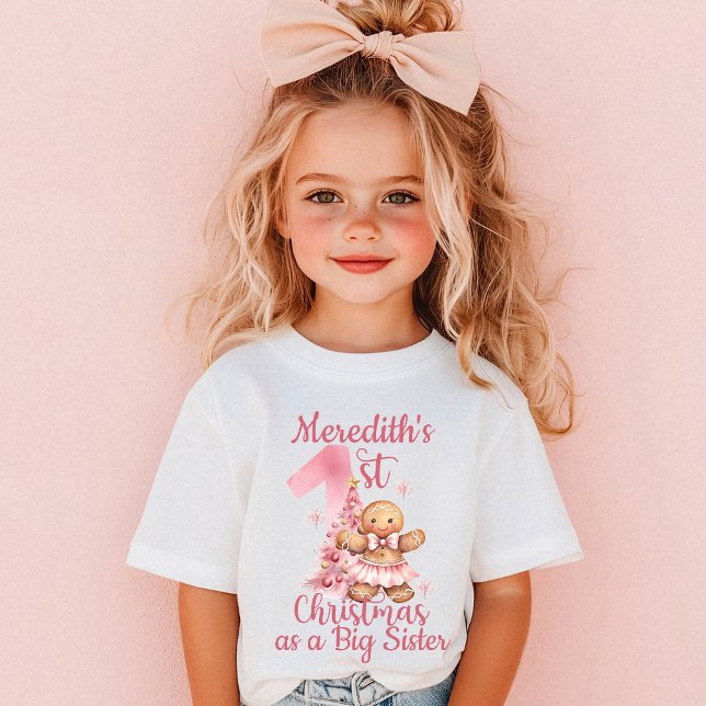 Erstes Weihnachten als große Schwester Name Lebkuc Kleinkind T-shirt (Von Creator hochgeladen)