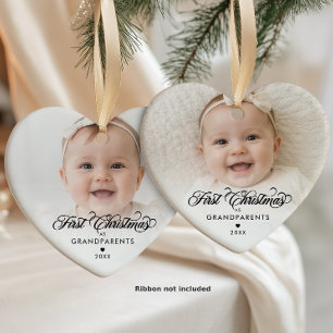 Erstes Weihnachten als Großeltern 2 Baby-Fotos Keramik Ornament