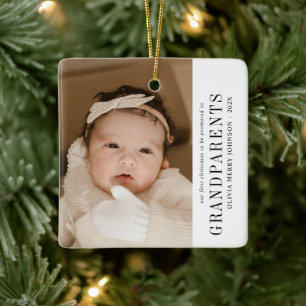 Erstes Weihnachten als Großeltern 2 Fotos  Keramikornament