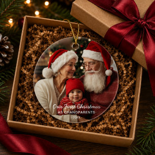Erstes Weihnachten als Großeltern Foto-Ornament Keramik Ornament