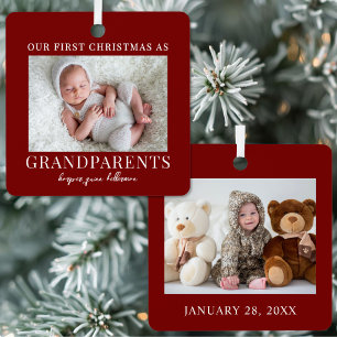 Erstes Weihnachten als Großeltern Rotes Baby-Foto Ornament Aus Metall