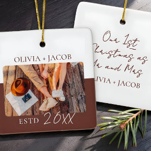 Erstes Weihnachten als Herr und Frau Foto-Farbbblo Keramikornament