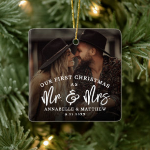 Erstes Weihnachten als Herr und Frau Foto Keramikornament