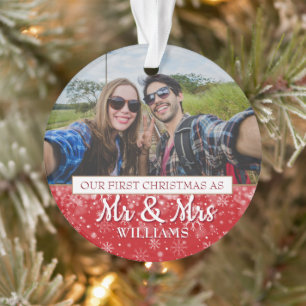 Erstes Weihnachten als Herr und Frau Fotos Ornament