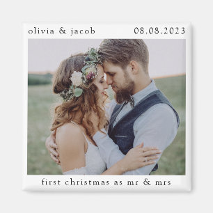 Erstes Weihnachten als Herr und Frau Hochzeitsfoto Magnet