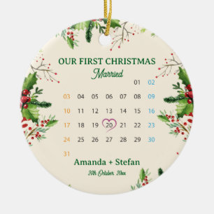 Erstes Weihnachten als Herr und Frau Kalender Ande Keramik Ornament