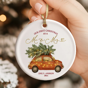 Erstes Weihnachten als Herr und Frau Keramik Ornament